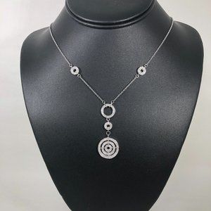 CZ Studded Sterling Silver Circle Necklace